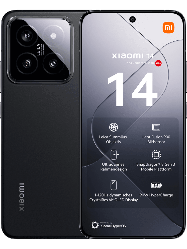 Kamera HD günstig Kaufen-Xiaomi 14 512 GB Dual SIM Black mit GigaMobil S. Xiaomi 14 512 GB Dual SIM Black mit GigaMobil S <![CDATA[6,36