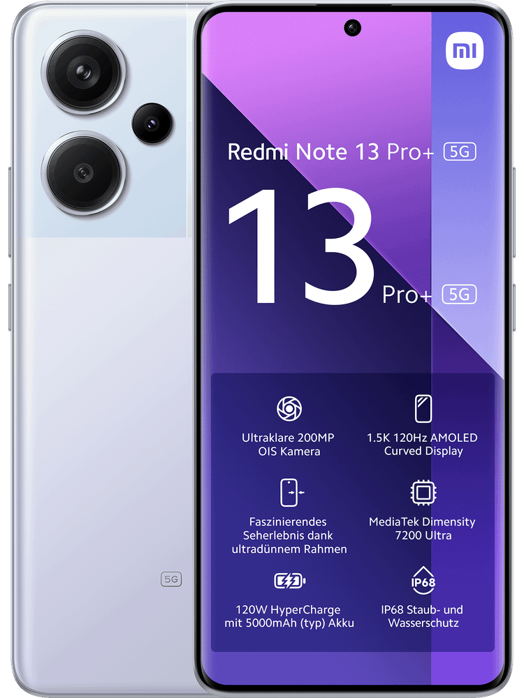 9S+Note günstig Kaufen-Xiaomi Redmi Note 13 Pro+ 5G 512 GB Aurora Purple mit o2 Mobile M. Xiaomi Redmi Note 13 Pro+ 5G 512 GB Aurora Purple mit o2 Mobile M <![CDATA[6,67 Zoll 1,5K 120Hz AMOLED Display,Ultraklare 200 Megapixel OIS Kamera,120 Watt HyperCharge mit 5.000 mAh (typ) 