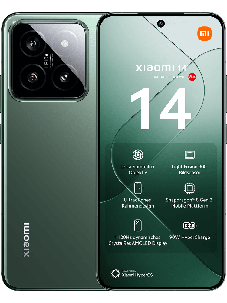 Mobile  günstig Kaufen-Xiaomi 14 512 GB Dual SIM Jade Green mit o2 Mobile M. Xiaomi 14 512 GB Dual SIM Jade Green mit o2 Mobile M <![CDATA[6,36